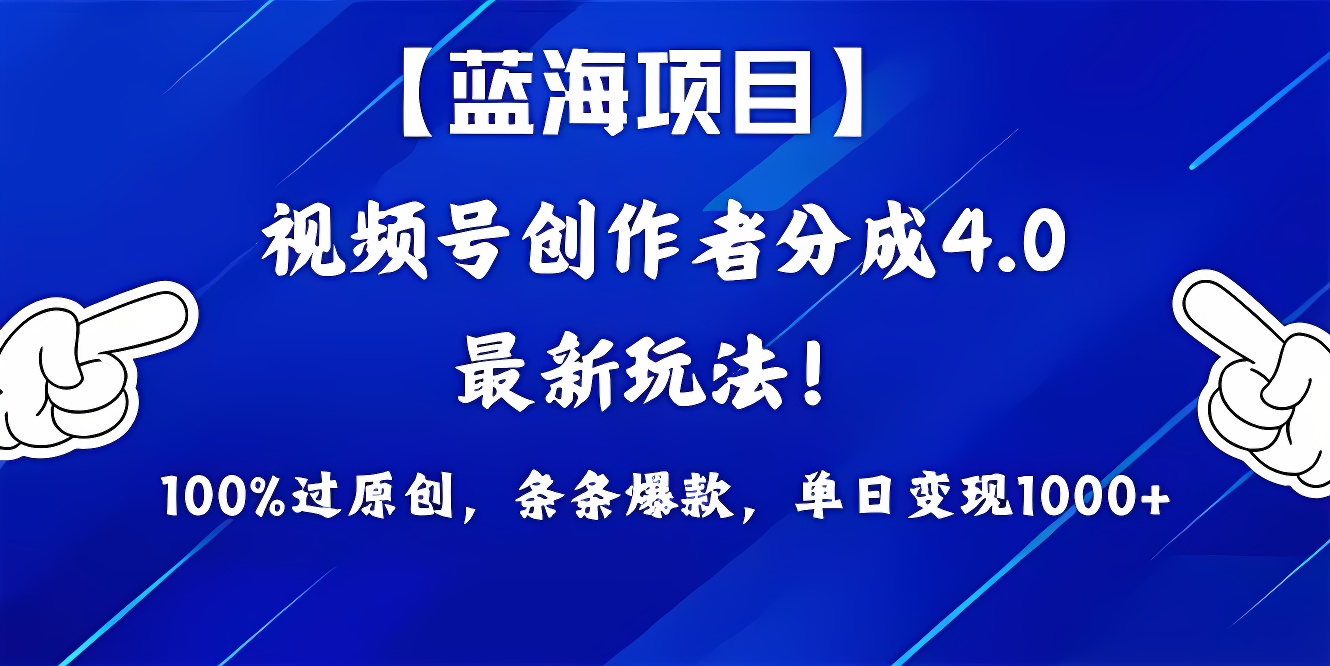 2024蓝海项目视频号，最新方法， 100%过原创，条条爆款，单日变现1K+-软件百科
