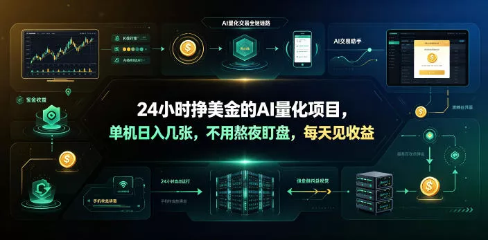 24小时挣美金的AI量化项目，单机日入几十美刀，不用熬夜盯盘，每天见收益【揭秘】-软件百科