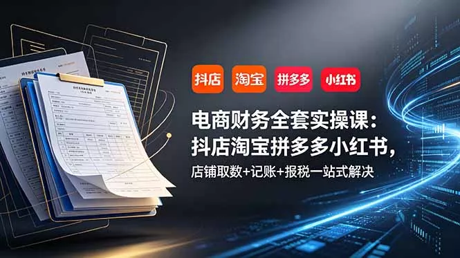 电商财务全套实操课：抖店淘宝拼多多小红书，店铺取数+记账+报税一站式解决-软件百科