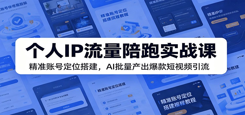 个人IP流量陪跑实战课：精准账号定位搭建，AI批量产出爆款短视频引流-软件百科