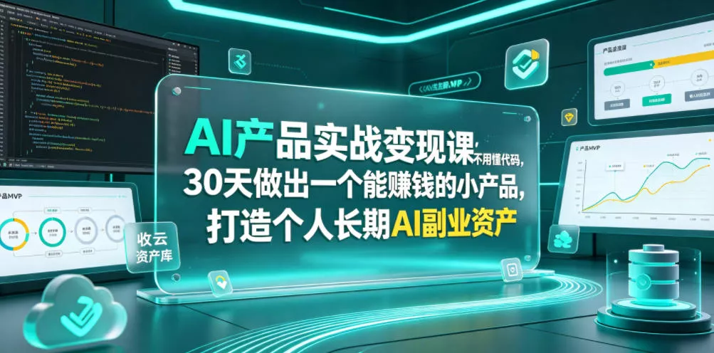 AI产品实战变现课,不用懂代码,30天做出一个能賺钱的小产品,打造个人长期AI副业资产-软件百科
