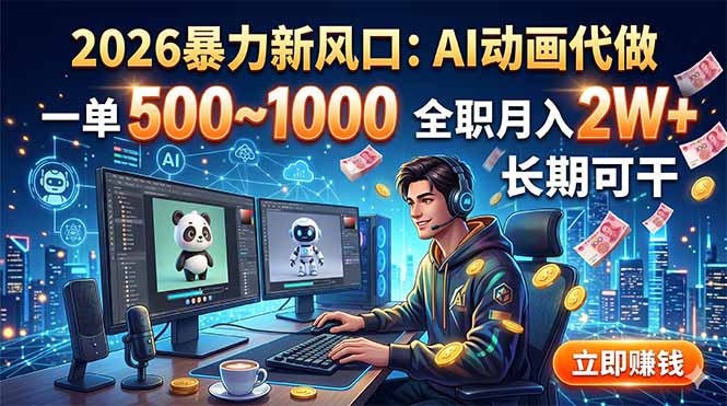 2026暴力新风口：AI动画代做，一单500~1000，全职月入2W+，长期可干-软件百科