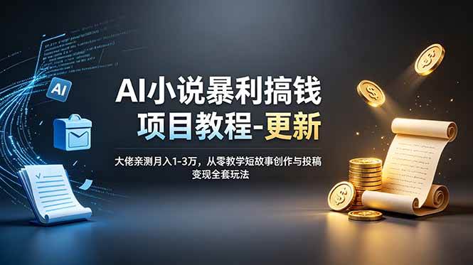 （19030期）AI小说暴利搞钱项目教程-更新，大佬亲测月入1-3万，从零教学短故事创作与投稿变现全套玩法-软件百科