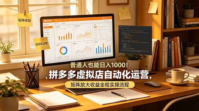 普通人也能日入 1000！拼多多虚拟店自动化运营，矩阵放大收益全程实操流程-软件百科