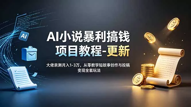 AI小说暴利搞钱项目教程-更新，大佬亲测月入1-3万，从零教学短故事创作与投稿变现全套玩法-软件百科