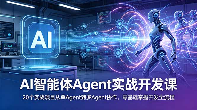 AI智能体Agent实战开发课：20个实战项目从单Agent到多Agent协作，零基础掌握开发全流程-软件百科