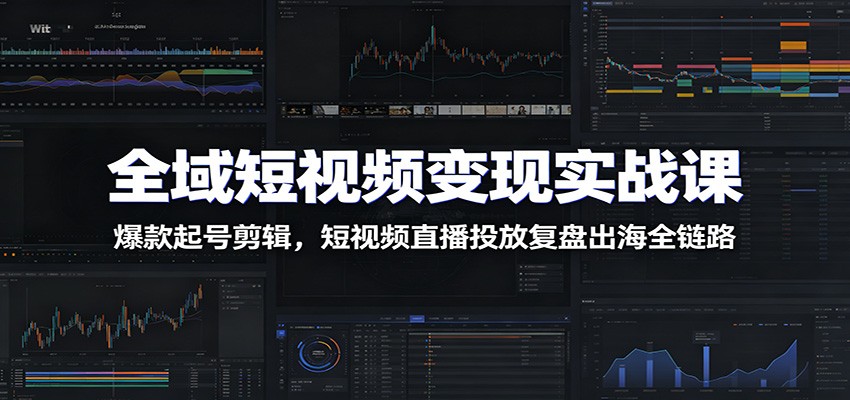 全域短视频变现实战课：爆款起号剪辑，短视频直播投放复盘出海全链路-软件百科