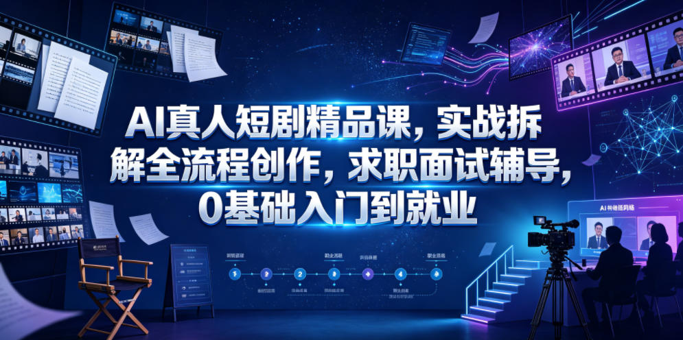 AI真人短剧精品课，实战拆解全流程创作，求职面试辅导，0基础入门到就业-软件百科
