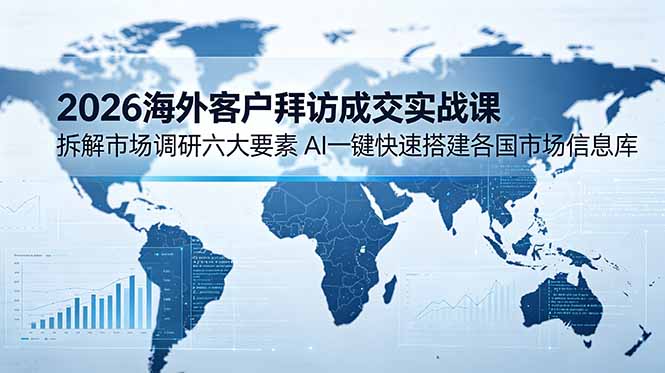 2026海外客户拜访成交实战课：拆解市场调研六大要素，AI一键快速搭建各国市场信息库-软件百科