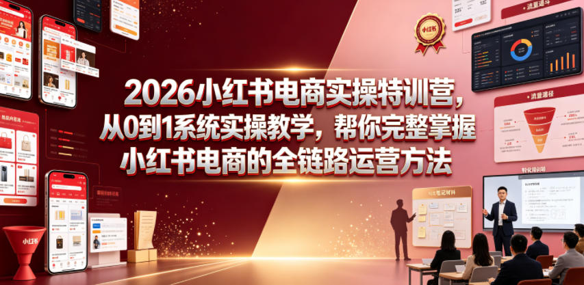 2026小红书电商实操特训营，从0到1系统实操教学，帮你完整掌握小红书电商的全链路运营方法-软件百科