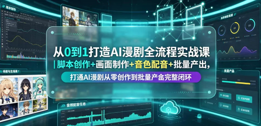 从0到1打造AI漫剧全流程实战课|脚本创作+画面制作+音色配音+批量产出,打通AI漫剧从零创作到批量量产完整闭环-软件百科