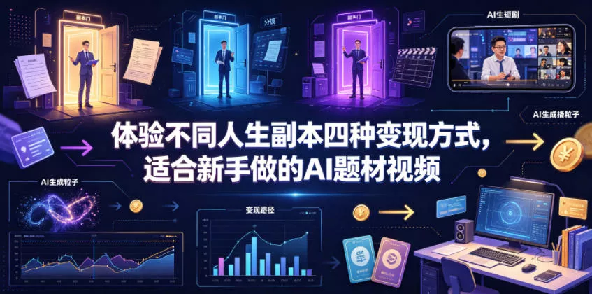 体验不同人生副本四种变现方式，适合新手做的AI题材视频-软件百科