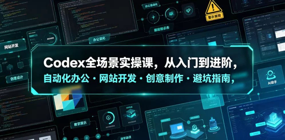 Codex全场景实操课，从入门到进阶，自动化办公・网站开发・创意制作・避坑指南，全流程教学-软件百科