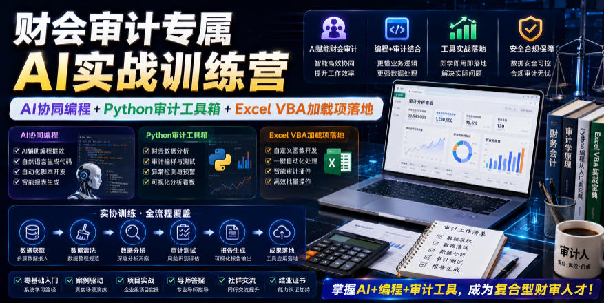 财会审计专属AI实战训练营|AI协同编程+Python审计工具箱+Excel VBA加载项落地-软件百科