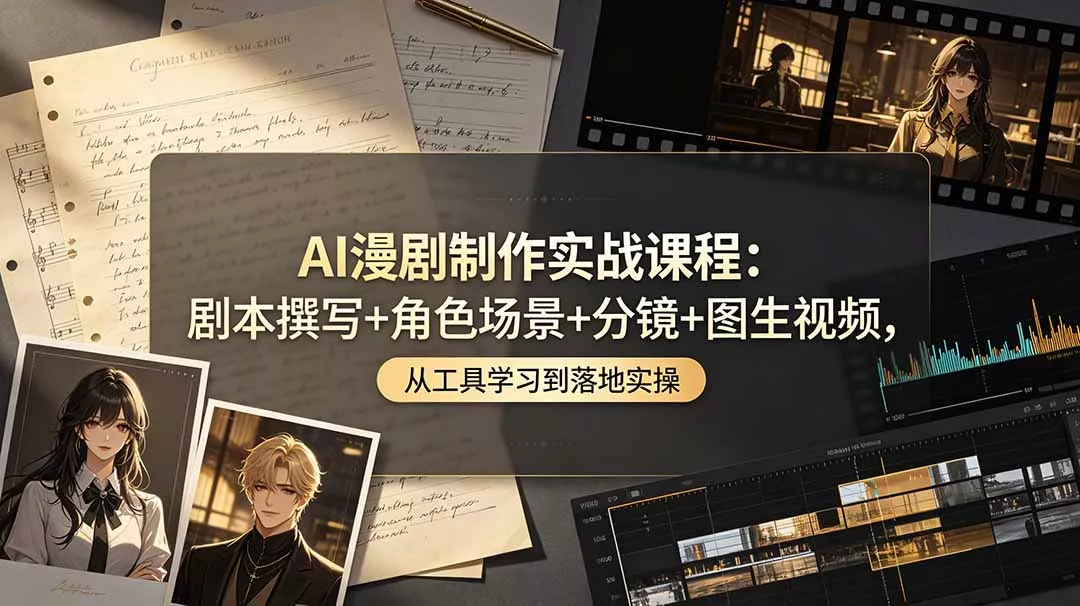 AI漫剧制作实战课程：剧本撰写+角色场景+分镜+图生视频，从工具学习到落地实操-软件百科