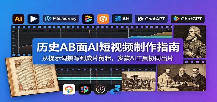 历史AB面AI短视频制作指南：从提示词撰写到成片剪辑，多款AI工具协同出片-软件百科