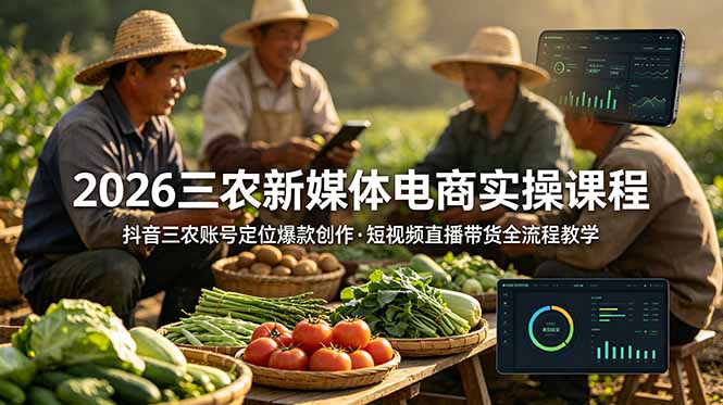 2026三农新媒体电商实操课程：抖音三农账号定位爆款创作，短视频直播带货全流程教学-软件百科