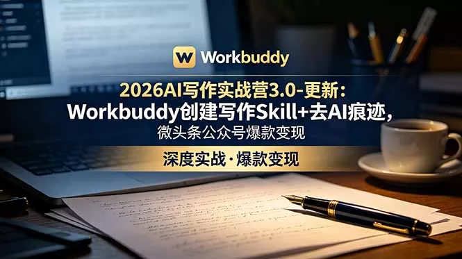 2026AI写作实战营3.0-更新：Workbuddy创建写作Skill+去AI痕迹，微头条公众号爆款变现-软件百科